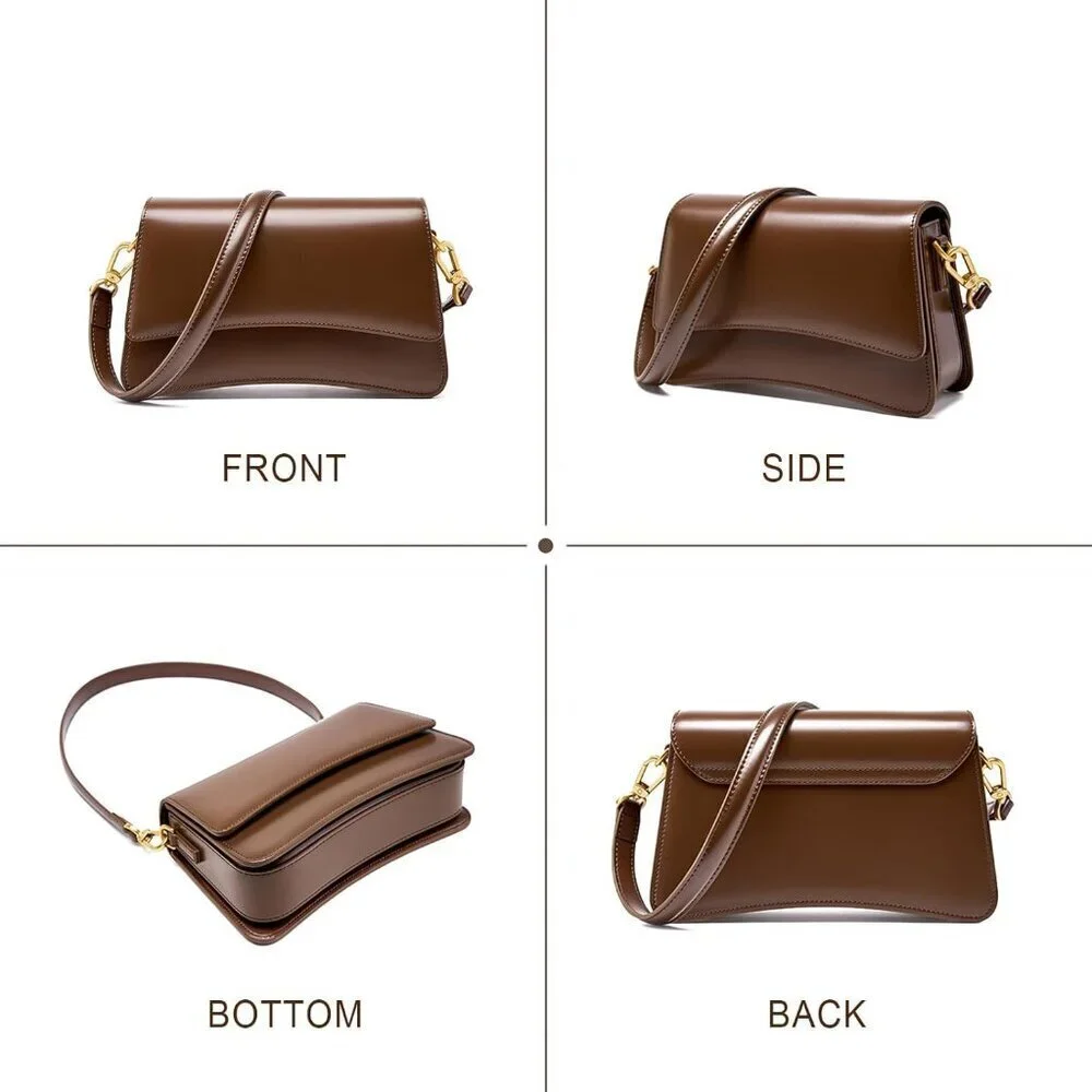 Crossbody Bag Genuine Leather Women Adjustable Lightweight Purse